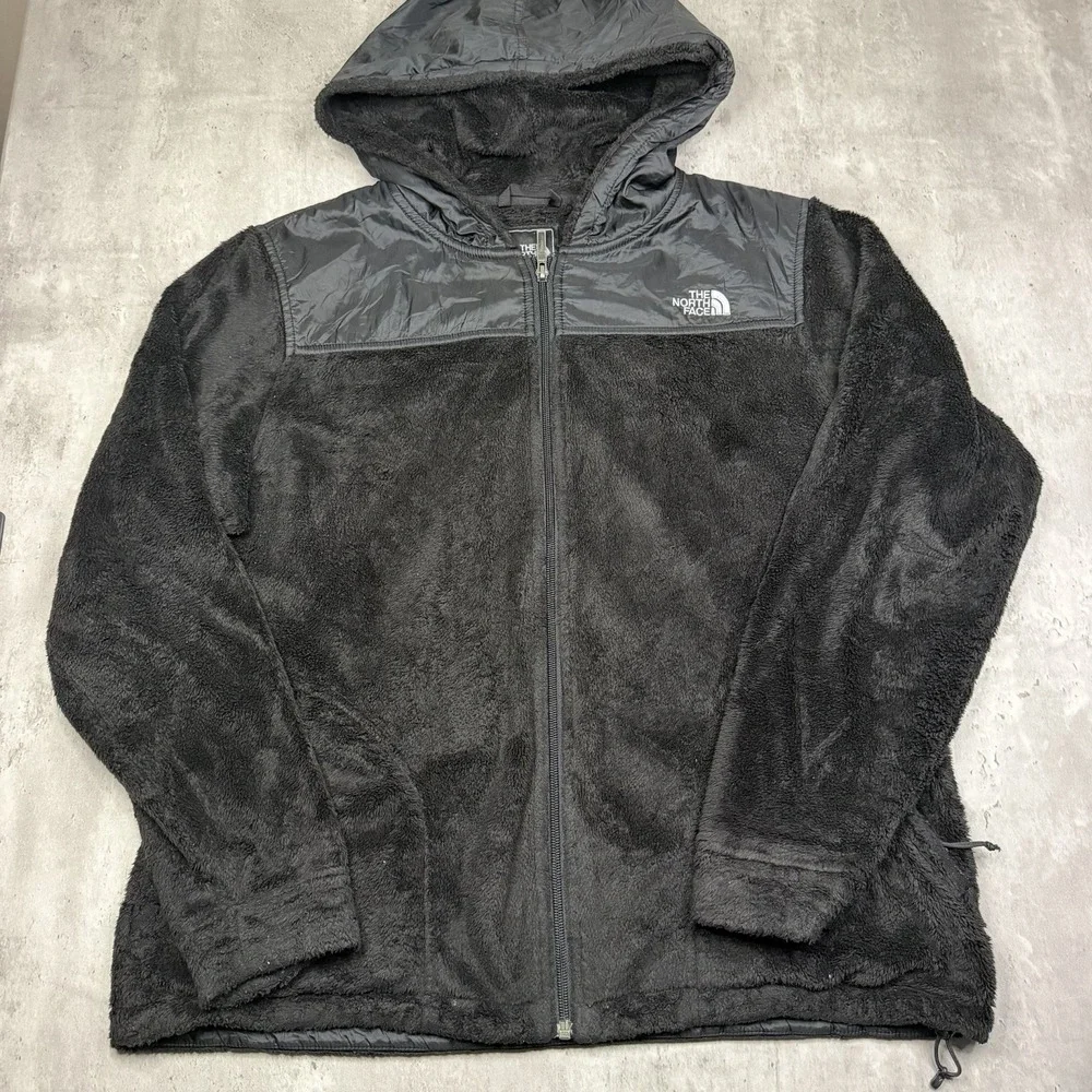 The North Face Osito Black Hooded Full Zip Fleece Jacket Womens XL Hike Cozy